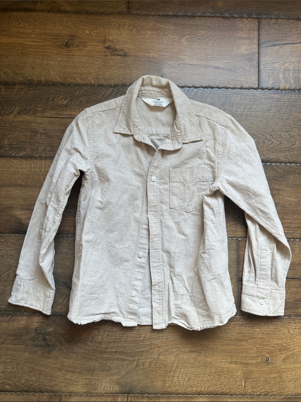 Boys Beige Long-Sleeve Casual Button-Up Shirt Jacket size 6 and 7